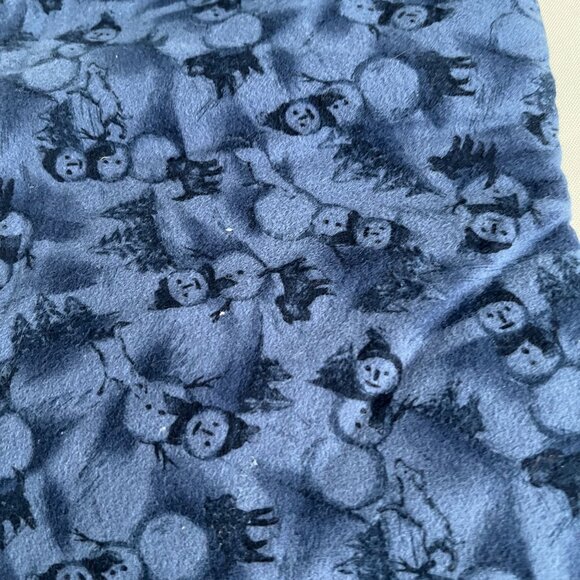 Handmade Christmas Stockings Set Of 2 Blue & Green With Snowman & Cat Prints Sof - Picture 4 of 5